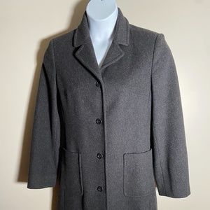 J Crew charcoal gray wool/cashmere blend long trench coat, size M